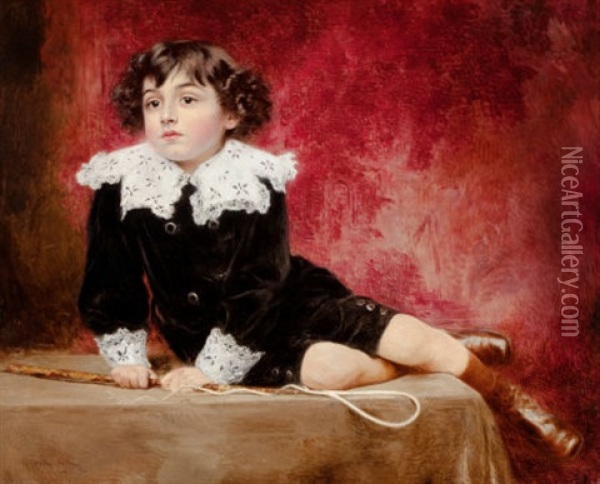 L'enfant A La Cravache Oil Painting - Alexis Vollon