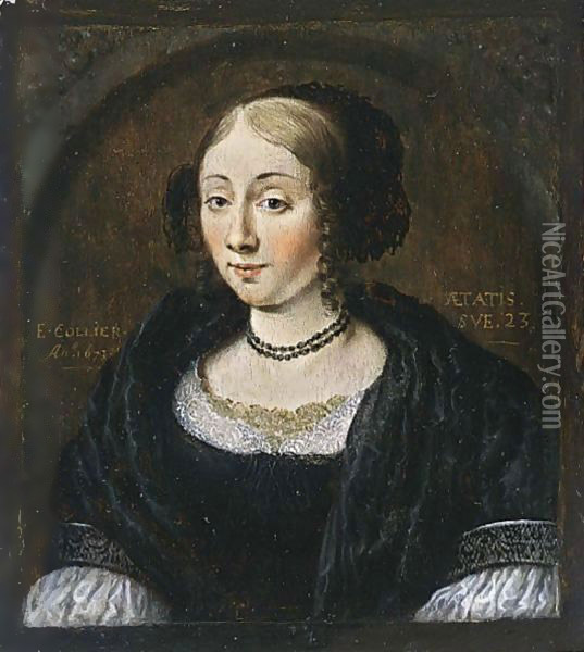 A Portrait Of A Young Lady, Aged 23 Oil Painting - Edwaert Collier