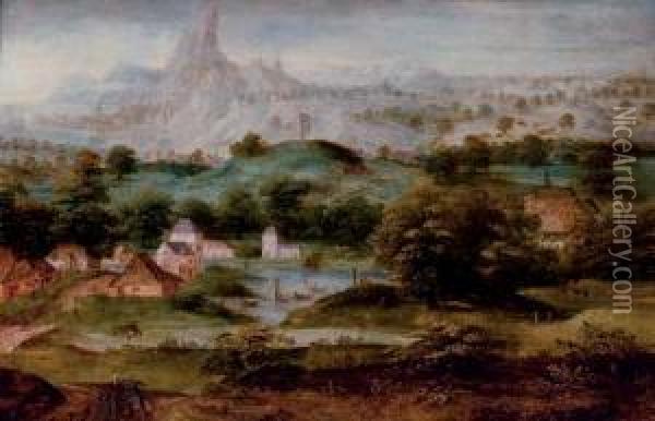 An Extensive Landscape With The Banishment Of Hagar Oil Painting - Herri met de Bles