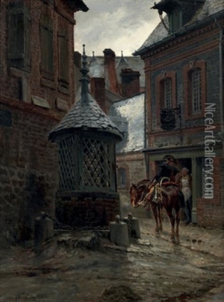 Devant L'auberge Oil Painting - Alphonse Marie de Neuville