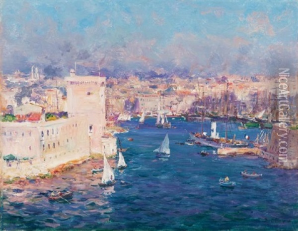 L'entree Du Vieux-port De Marseille Oil Painting - Jean Baptiste Olive
