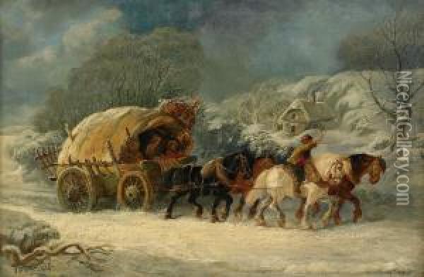 Vinterlandskap Med Hastfora Oil Painting - Alexis de Leeuw