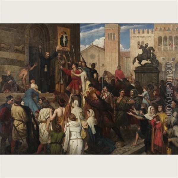 Peter The Hermit Preaching The First Crusade Oil Painting - James Archer
