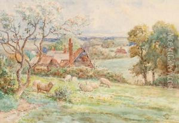 Rural Landscape With Sheep Oil Painting - Claude Cardon