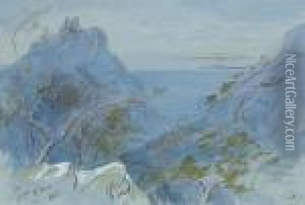 Eze, Cote D'azur, France Oil Painting - Edward Lear