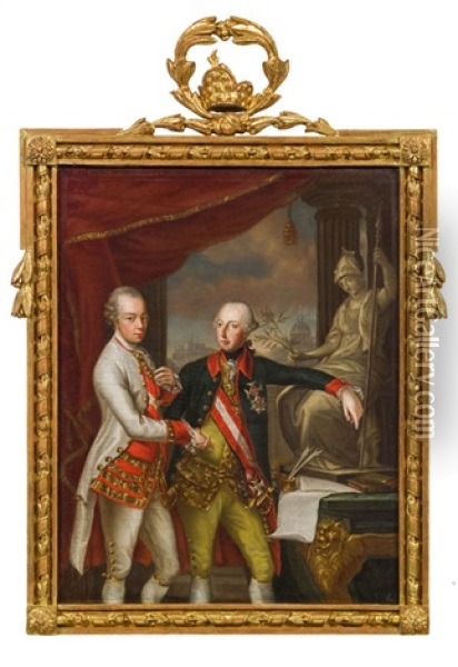 Kaiser Joseph Ii. (1741-1790) Und Grosherzog Pietro Leopoldo Von Toskana (1747-1792) Oil Painting - Gebhard Kneip