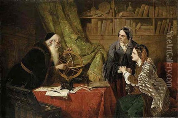 Consulting The Astrologer Oil Painting - Henry Nelson O'Neill