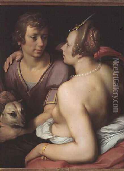 Venus and Adonis, 1610 Oil Painting - Cornelis Cornelisz Van Haarlem