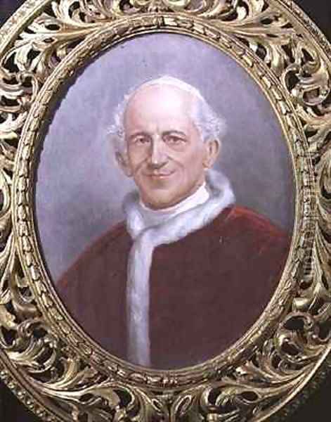Portrait of Pope Leo XIII, Vincenzo Gioacchino Pecci (1810-1903), pope from 1878 Oil Painting - Theodor Breidwiser or Breitwieser