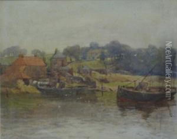 River Esk Whitby Oil Painting - Alfred Stevens