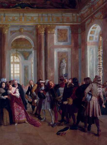 Jean Bart In The Galerie Des Glaces At Versailles Oil Painting - Gaston-Theodore Melingue