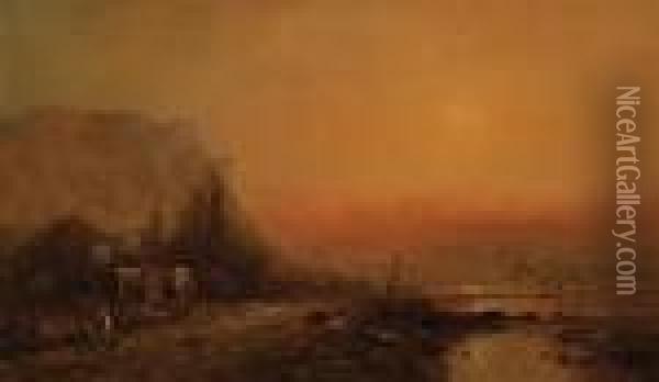 Luminist Sunset By The Shore Oil Painting - James Brade Sword