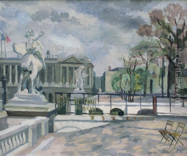 Jardin De Tuileries Oil Painting - Georges Cherkesov