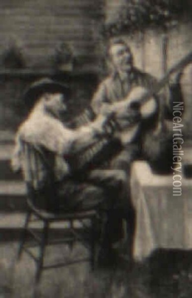 A Little Wine, A Little Music Oil Painting - Michele Falanga