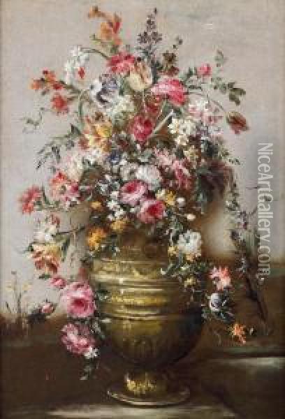 Natura Morta Di Fiori In Un Vaso Oil Painting - Elisabetta Marchioni Active Rovigo
