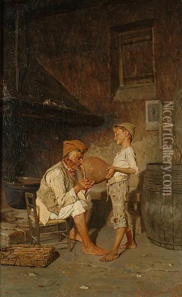 Grandfather's Little Helper Oil Painting - Giuseppe Constantini