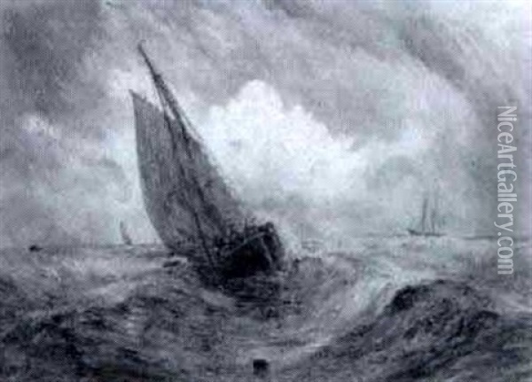 A Starboard Beat In A Rolling Sea Oil Painting - William Joseph J. C. Bond