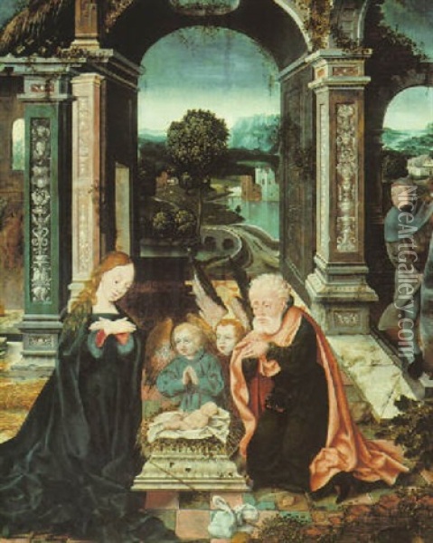 The Nativity Oil Painting - Joos van der Beke Cleve