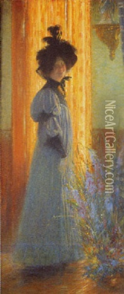 Jeune Femme Au Bouquet Oil Painting - Charles-Lucien Leandre