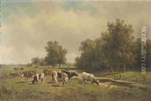 Cows in evening light Oil Painting - Willem Vester