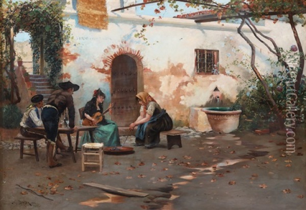 Utanfor Ett Spanskt Vardshus (outside A Spanish Tavern) Oil Painting - Hugo Birger