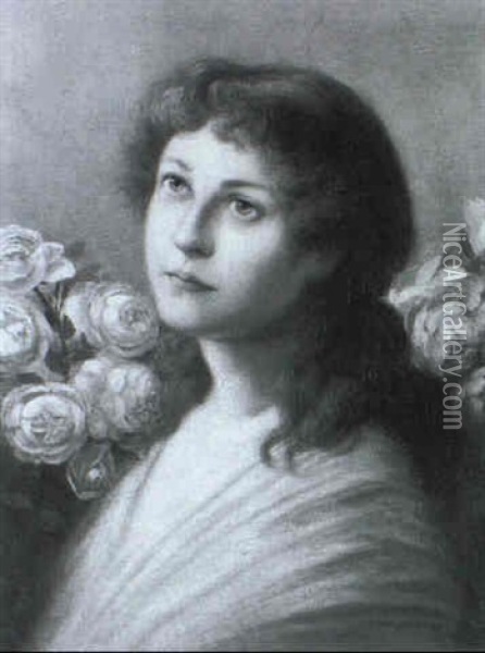 Rosa Oil Painting - Gabriel von Max