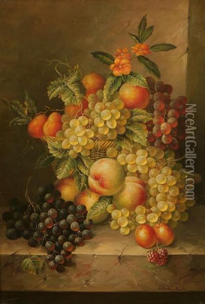 Natura Morta Con Uva, Pesche E Albicocche Oil Painting - Georges Sheridan Knowles