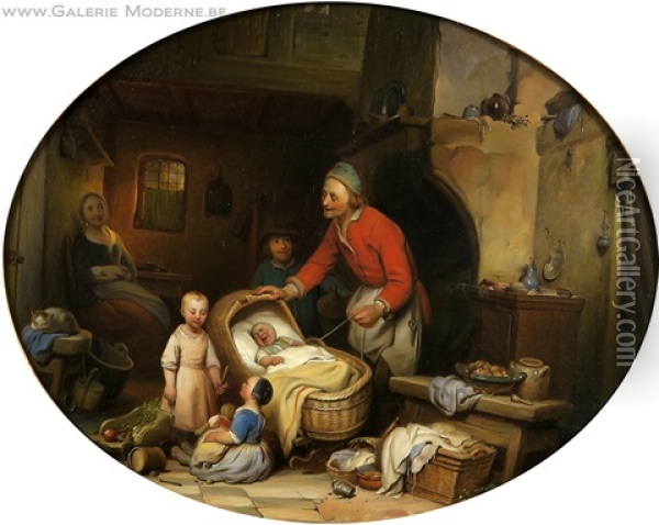 Scene D'interieur Oil Painting - Ferdinand de Braekeleer the Elder