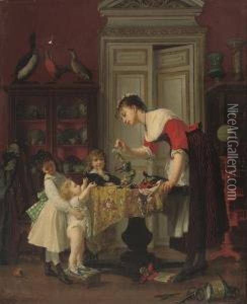 The Puppet Show Oil Painting - Anatole Vely
