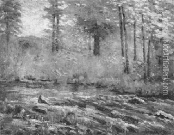Wooded Landscape With Stream Oil Painting - John Joseph Enneking