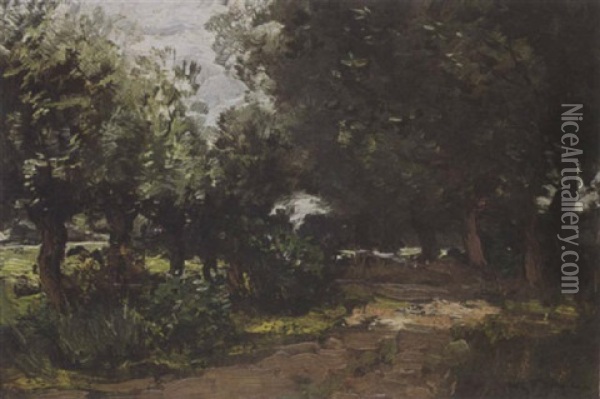 A Country Lane Oil Painting - Willem George Frederik Jansen