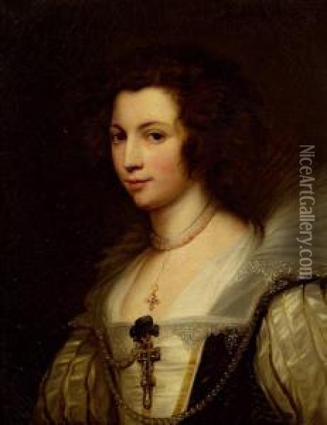 Portrat Maria Luise Von Tassis (kopie Nach Van Dyck) Oil Painting - Robert Theer