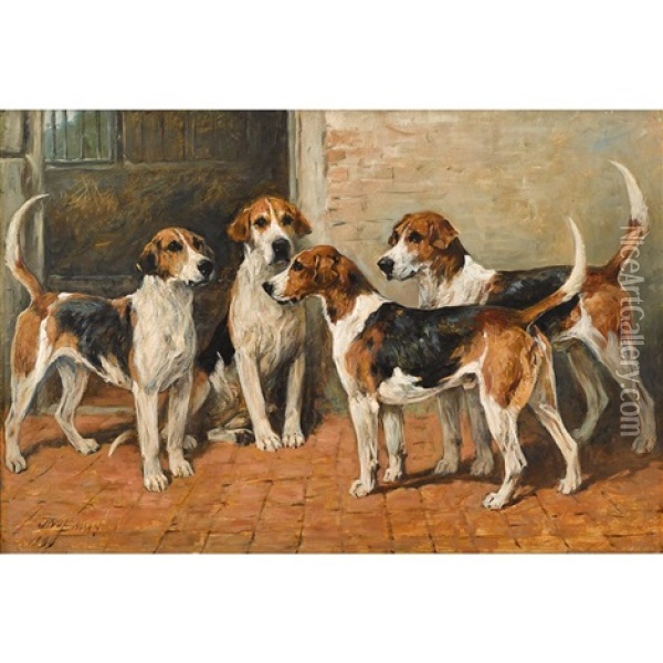 Waiting For Their Master Oil Painting - John Emms