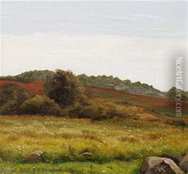 Bakket Hedelandskab Oil Painting - Vilhelm Peter Karl Kyhn