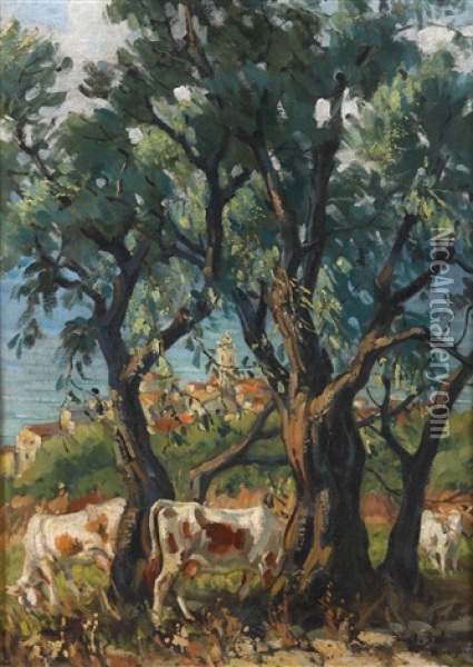 Bordighera Oil Painting - Arcangelo Salvarani