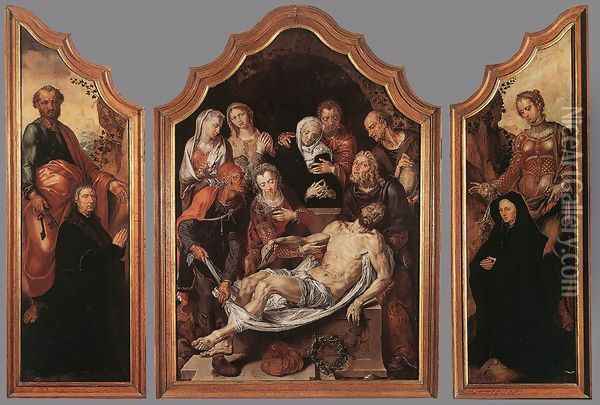 Triptych of the Entombment 1559-60 Oil Painting - Maerten van Heemskerck