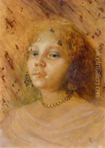 Bildnis Einer Jungen Orientalin Oil Painting - Otto Pilny