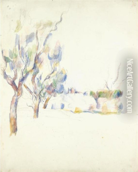 Amandiers En Provence (allee Du Jas De Bouffan) Oil Painting - Paul Cezanne
