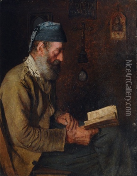 Reading Fisherman Oil Painting - Alfred Pierre Joseph Jeanmougin