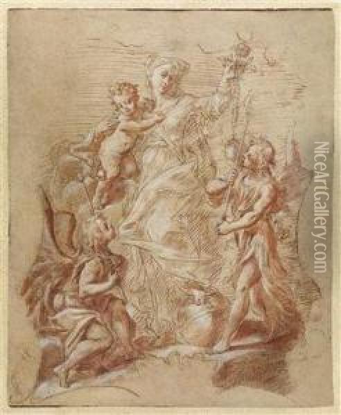 Madonna And Child Holding A Rosary Oil Painting - Girolamo Mazzola Bedoli