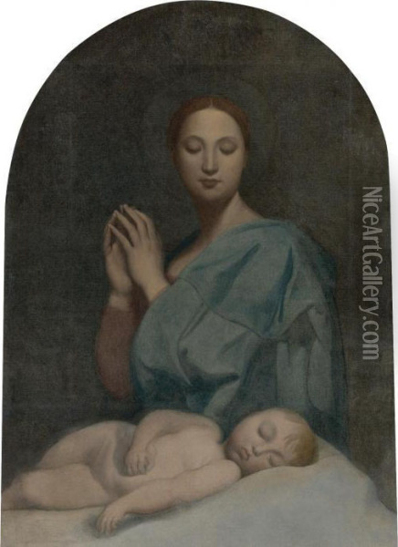 The Virgin With The Sleeping Infant Jesus Oil Painting - Jean Auguste Dominique Ingres