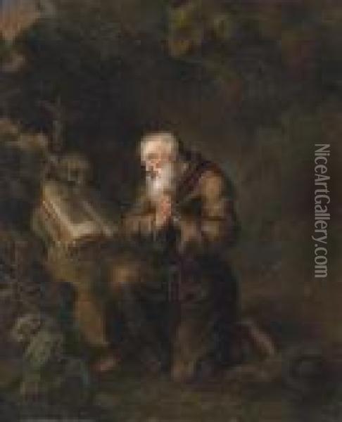 A Praying Hermit Oil Painting - Gerrit Dou