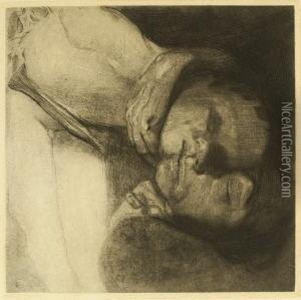 Tod, Frau Und Kind. 1910 Oil Painting - Kathe Kollwitz