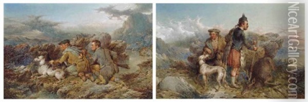 The Approach; A Successful Hunt (pair) Oil Painting - Paul Jones