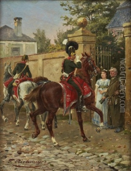 En Soldats Avsked Oil Painting - Fritz Birkmeyer