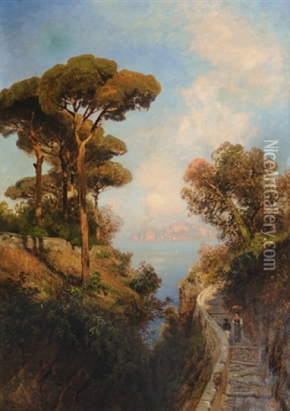 View On Capri Oil Painting - Ascan Lutteroth