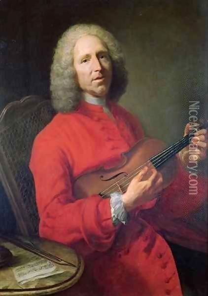 Jean-Philippe Rameau (1683-1764) with a Violin Oil Painting - Jacques-Andre-Joseph Aved