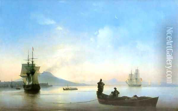 The Bay of Naples on morning Oil Painting - Ivan Konstantinovich Aivazovsky