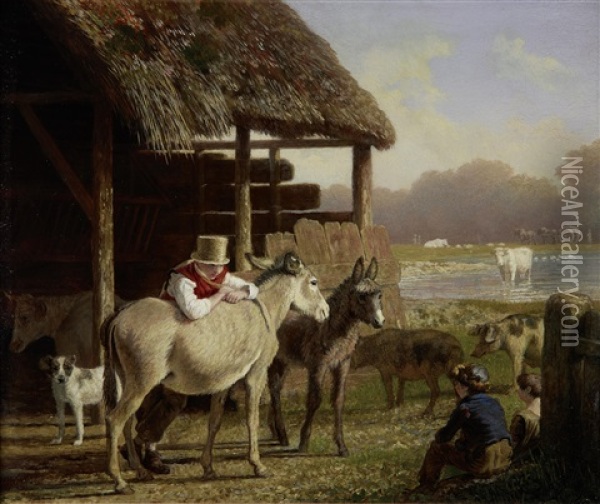 A Visit To The Farm Oil Painting - Jacques-Laurent Agasse
