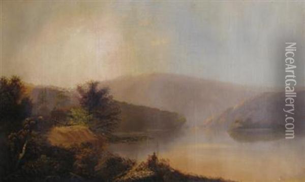 Landscape From The Hudson River Valley Oil Painting - J.B. Davis
